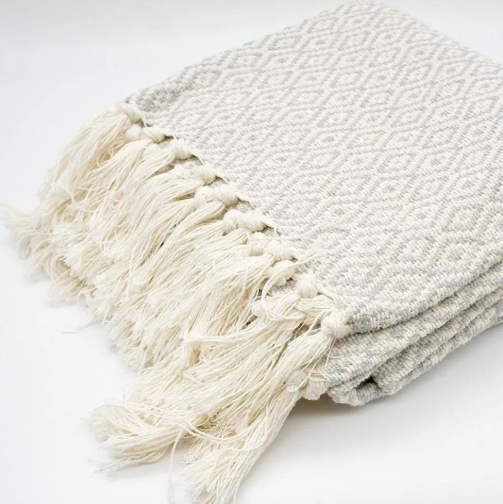 Plaid en coton "Losango" - Gris clair