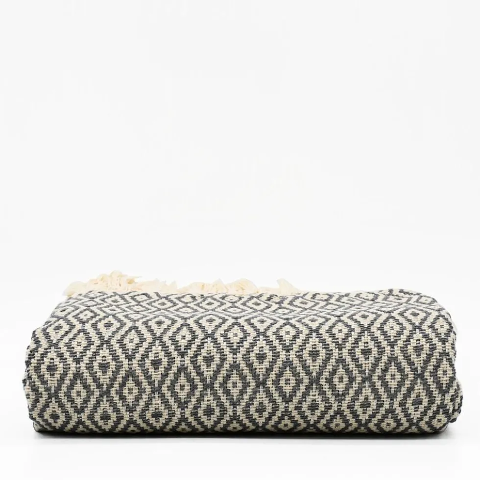 Plaid en coton "Losango" - Gris foncé