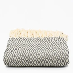Plaid en coton "Losango" - Gris foncé