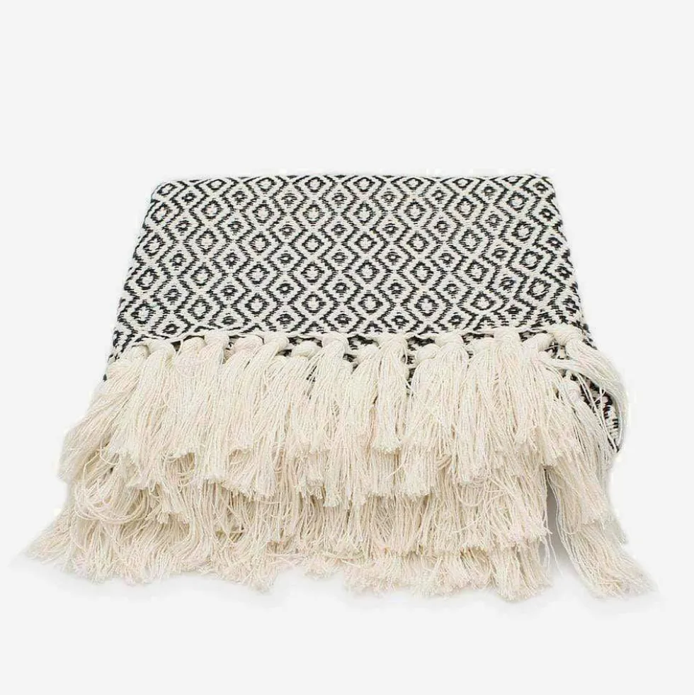 Plaid en coton "Losango" - Noir