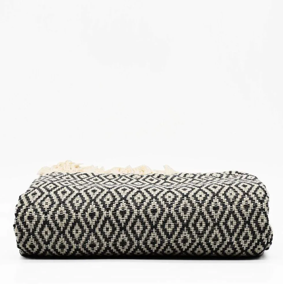 Plaid en coton "Losango" - Noir