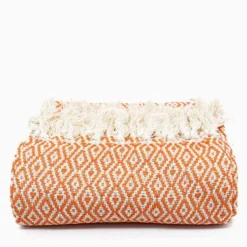 Plaid en coton "Losango" - Orange