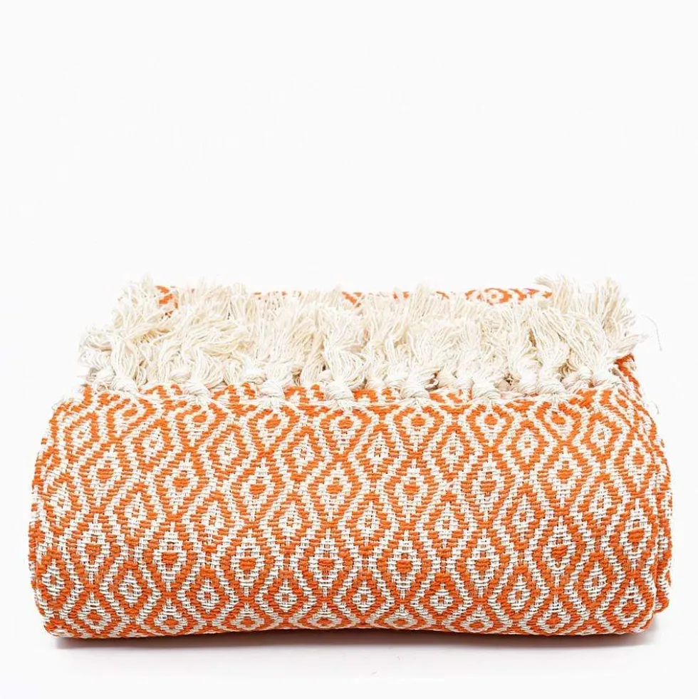Plaid en coton "Losango" - Orange