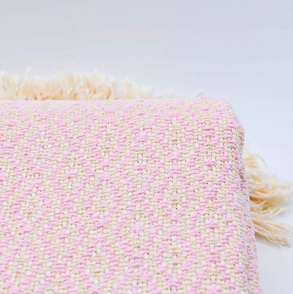 Plaid en coton "Losango" - Rose