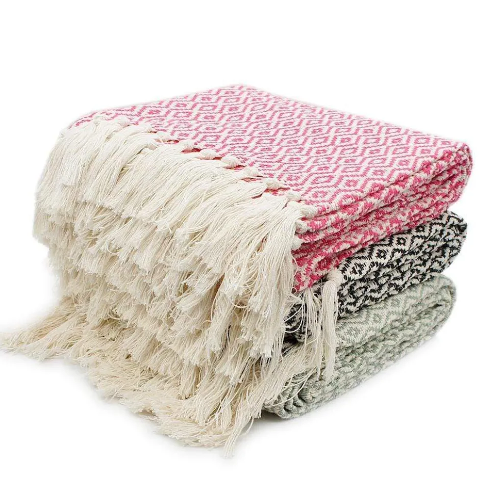 Plaid en coton "Losango" - Rose