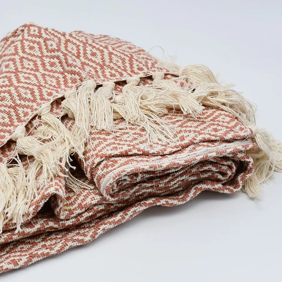 Plaid en coton "Losango" - Terracotta