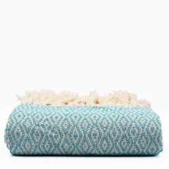 Plaid en coton "Losango" - Turquoise