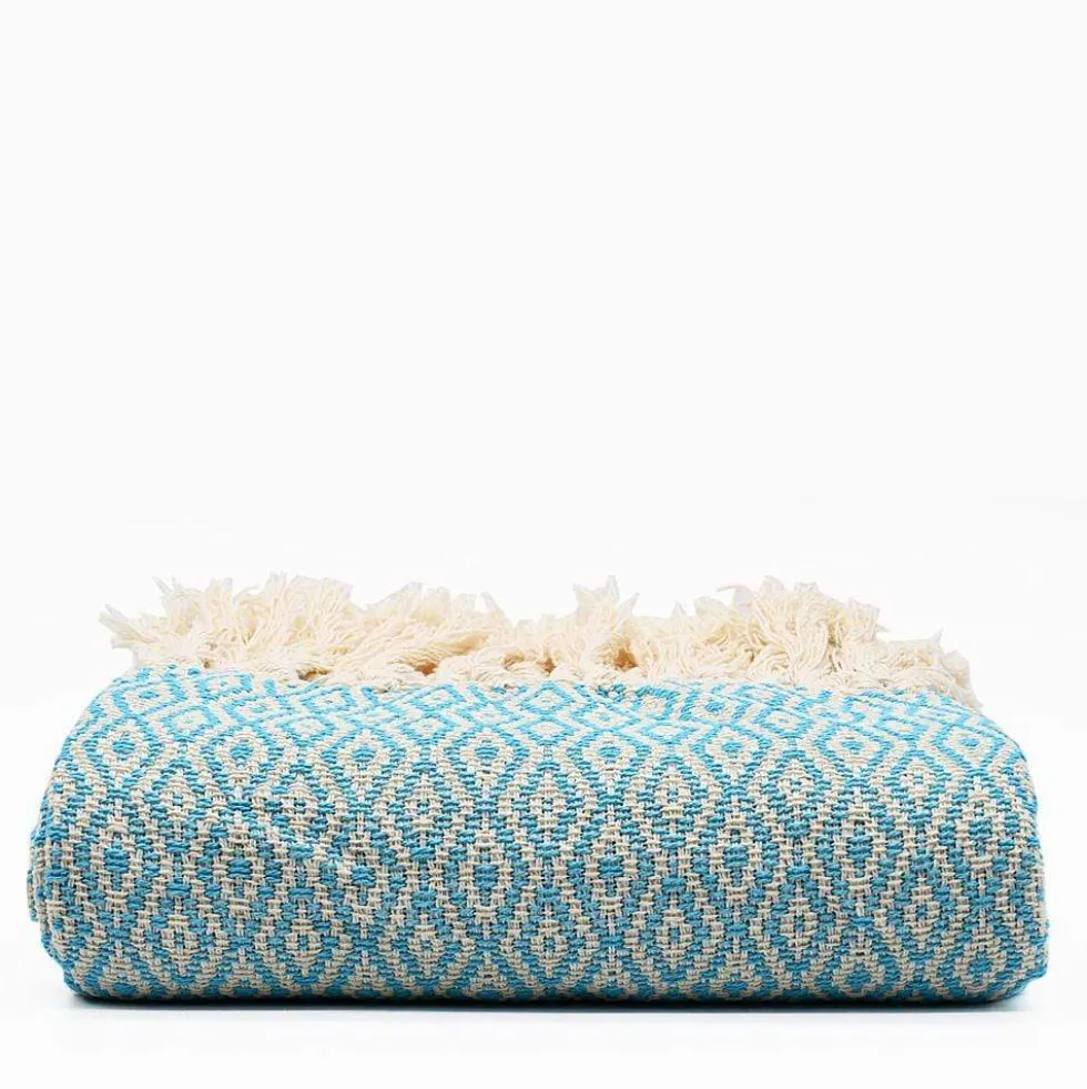 Plaid en coton "Losango" - Turquoise