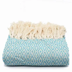 Plaid en coton "Losango" - Turquoise