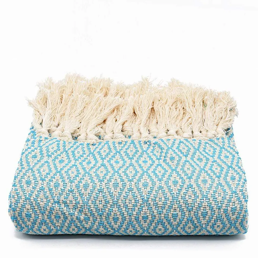 Plaid en coton "Losango" - Turquoise