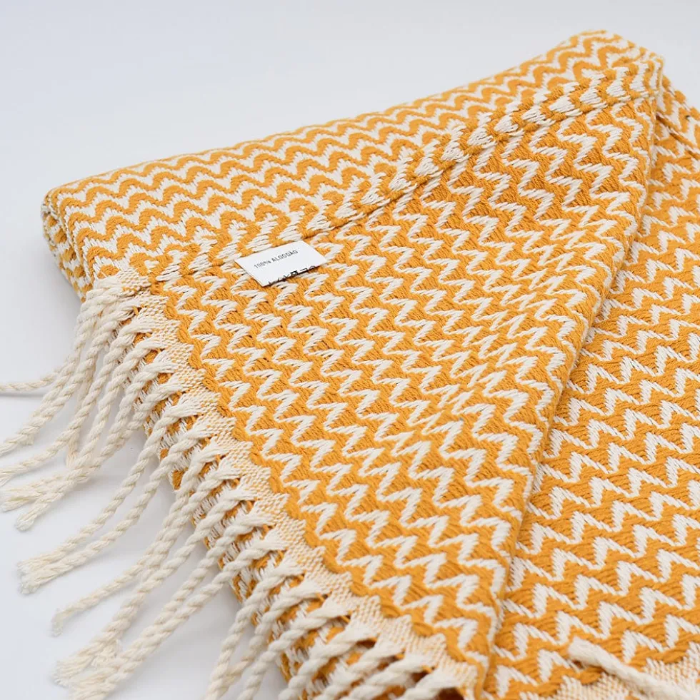 Plaid en coton "Ondas" - Ocre