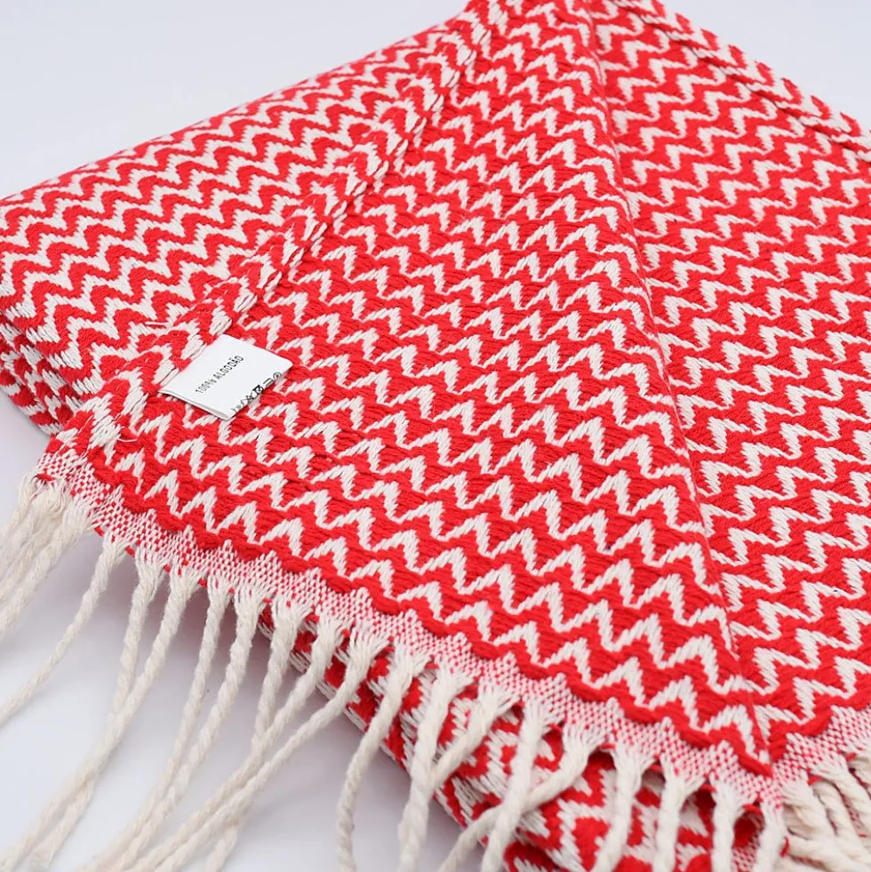 Plaid en coton "Ondas" - Rouge