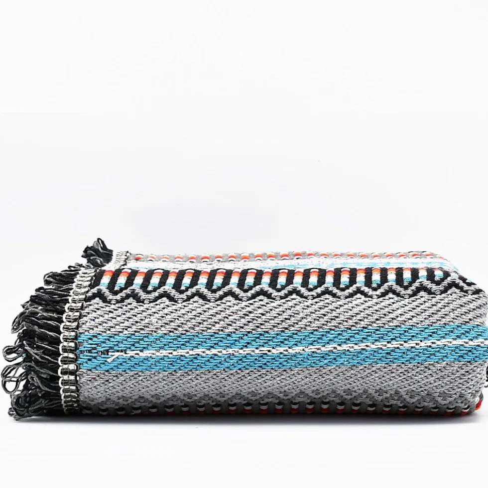Plaid traditionnel à frange "Manta de Mira de Aire" - Gris moyen