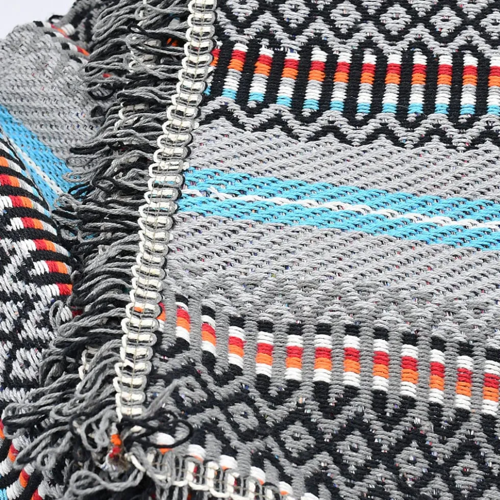 Plaid traditionnel à frange "Manta de Mira de Aire" - Gris moyen