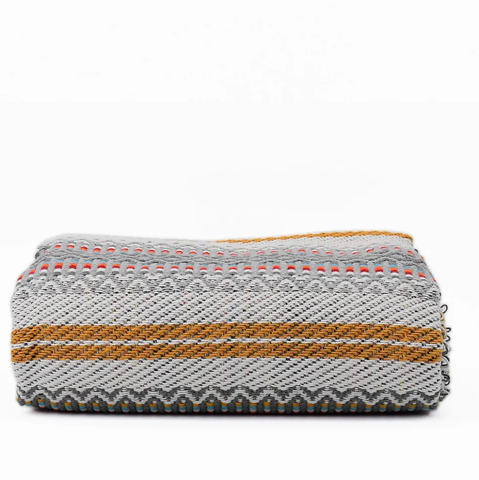Plaid traditionnel à frange "Manta de Mira de Aire" - Gris clair