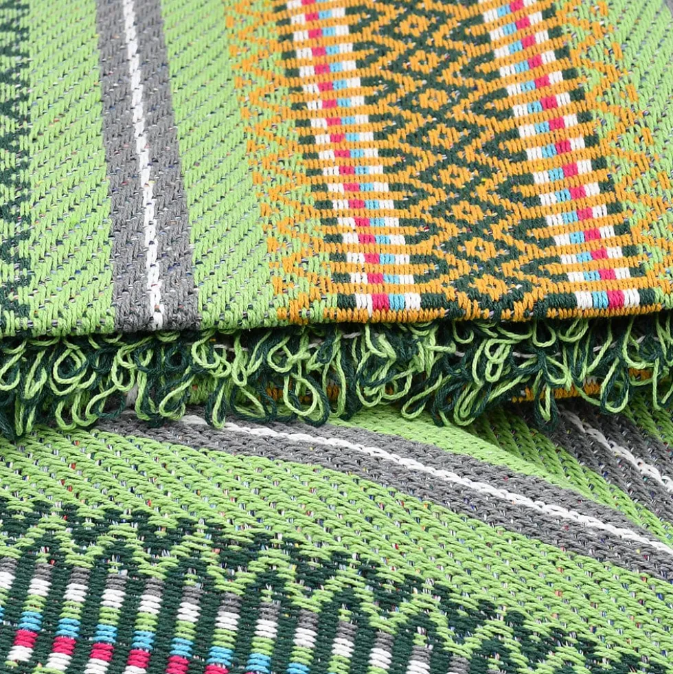 Plaid traditionnel à frange "Manta de Mira de Aire" - Vert clair