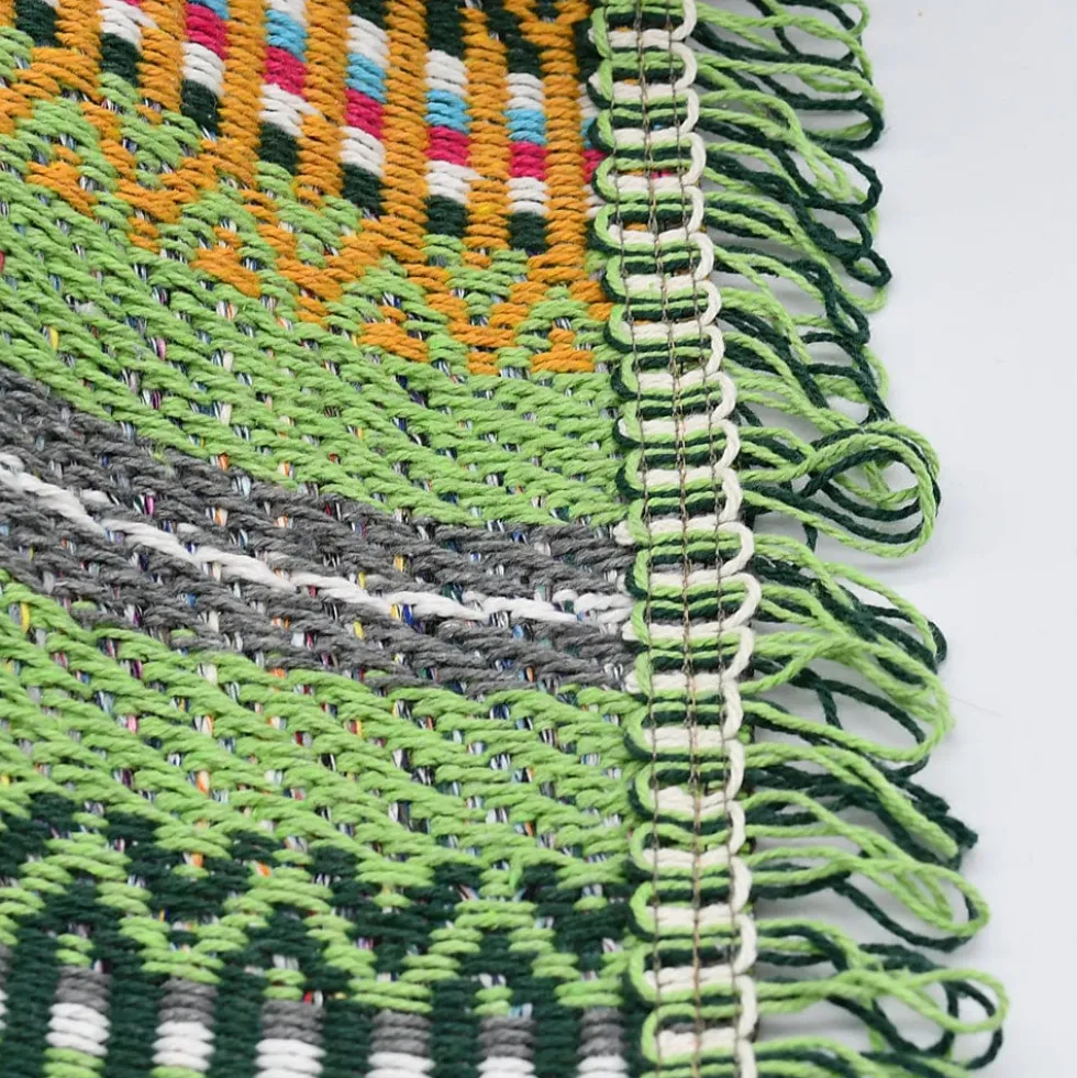Plaid traditionnel à frange "Manta de Mira de Aire" - Vert clair