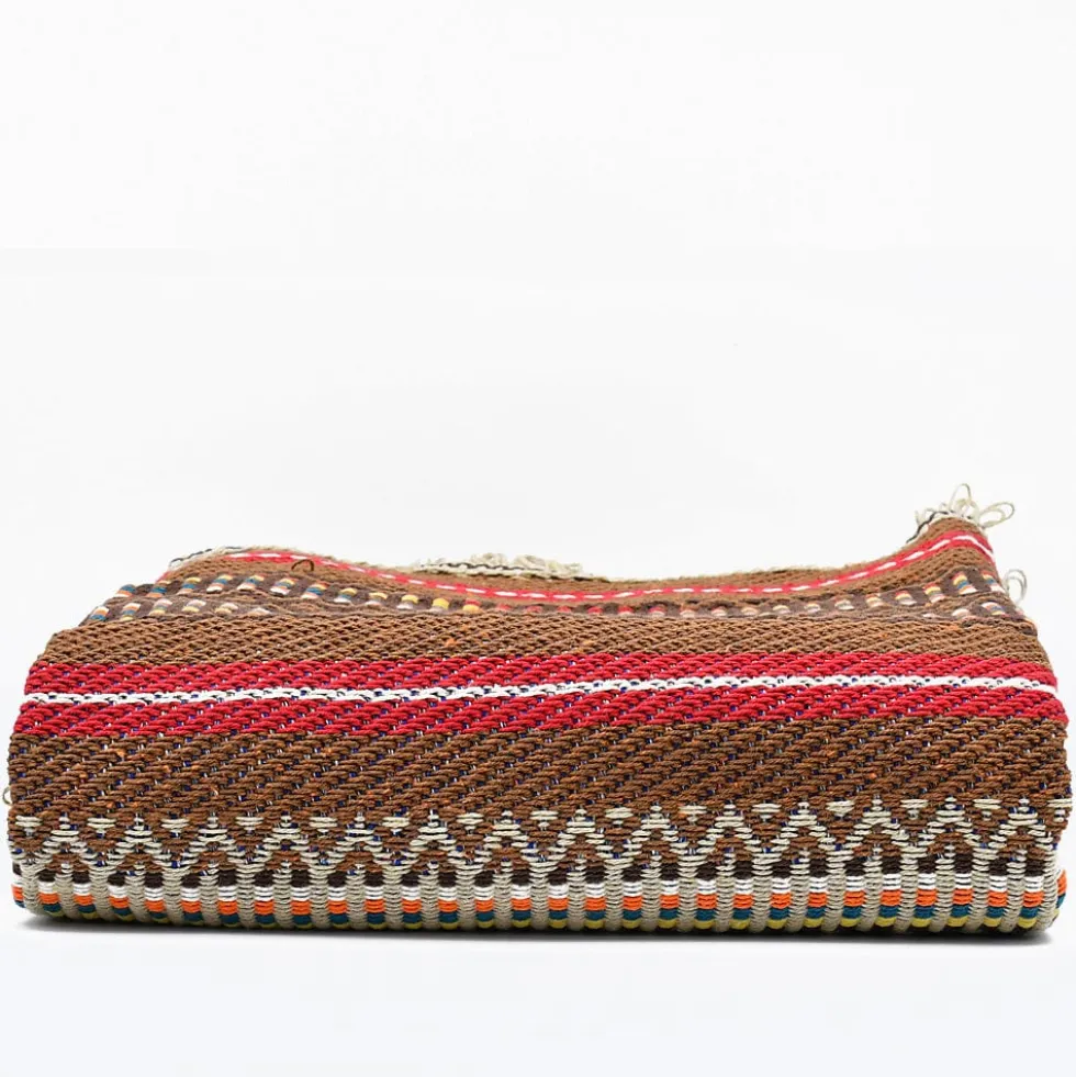Plaid traditionnel à frange "Manta de Mira de Aire" - Marron