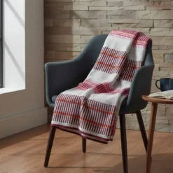 Plaid traditionnel à galon "Manta de Mira de Aire" - Rose