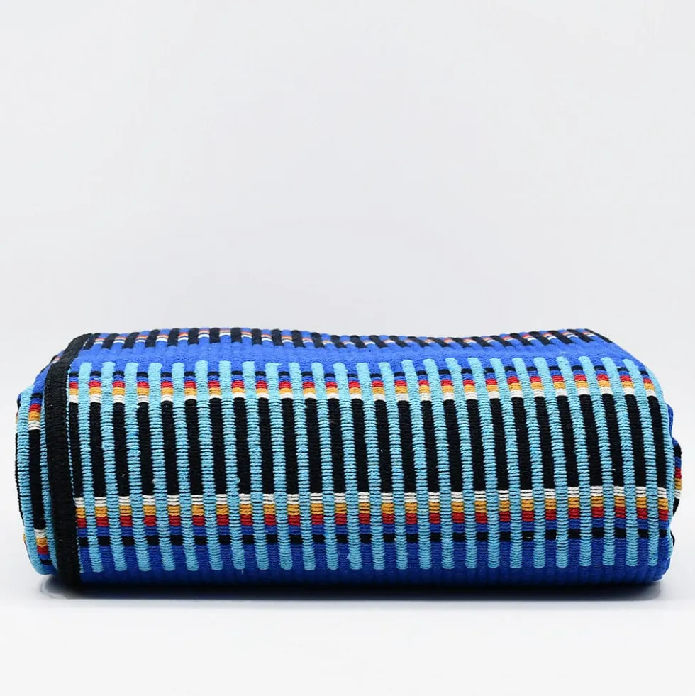 Plaid traditionnel à galon "Manta de Mira de Aire" - Bleu dur