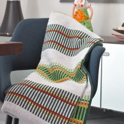 Plaid traditionnel à galon "Manta de Mira de Aire" - Vert