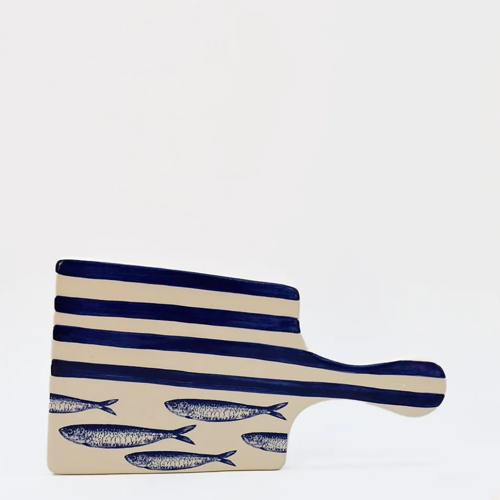 Planche de service rayée "Costa Nova Mar" - Bleue