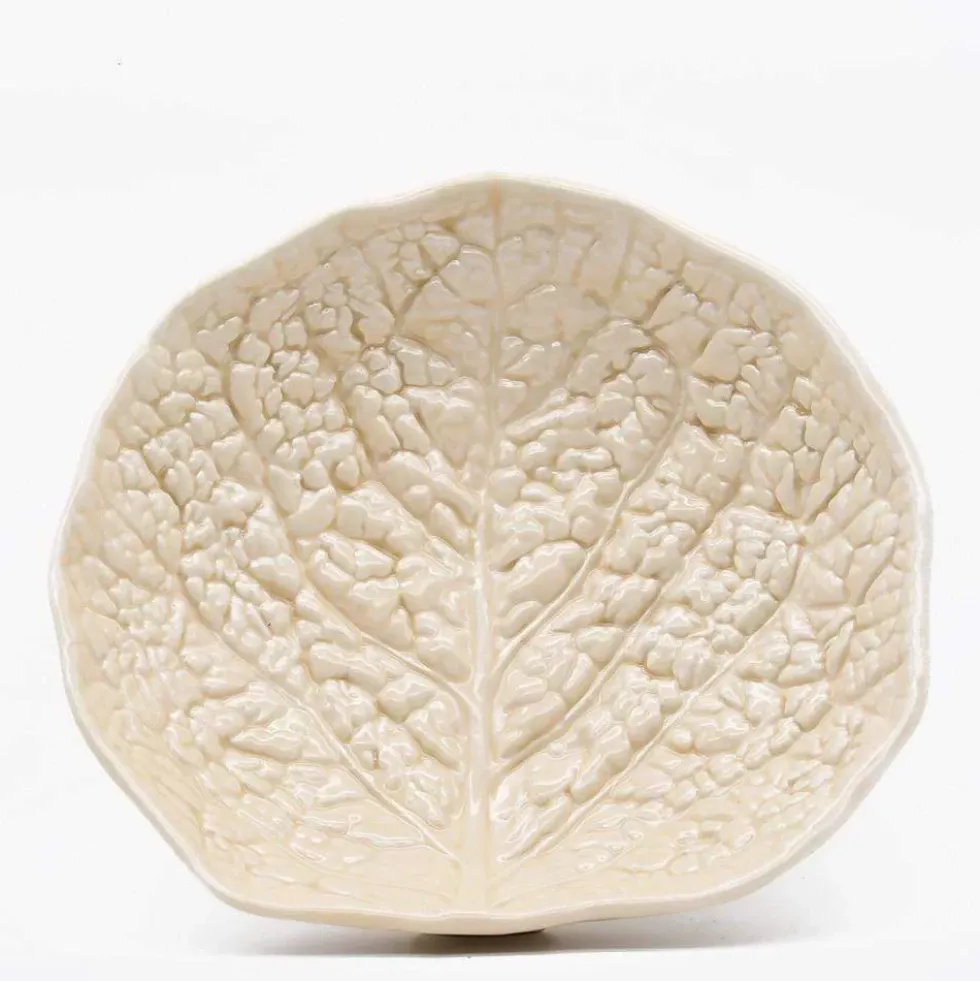 Plat de service en céramique en forme de chou 27cm - Blanc cassé