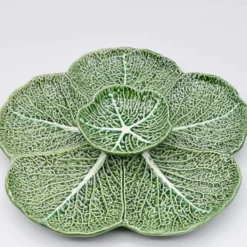 Plat de service en céramique en forme de chou 31cm - Vert