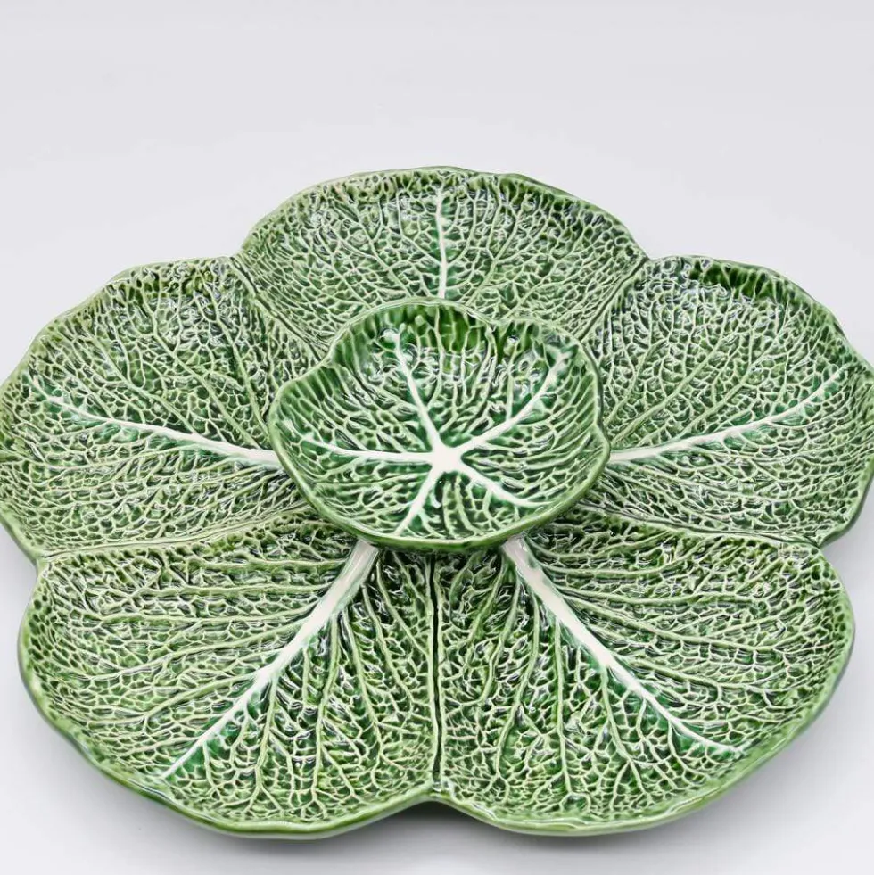 Plat de service en céramique en forme de chou 31cm - Vert