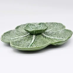 Plat de service en céramique en forme de chou 31cm - Vert