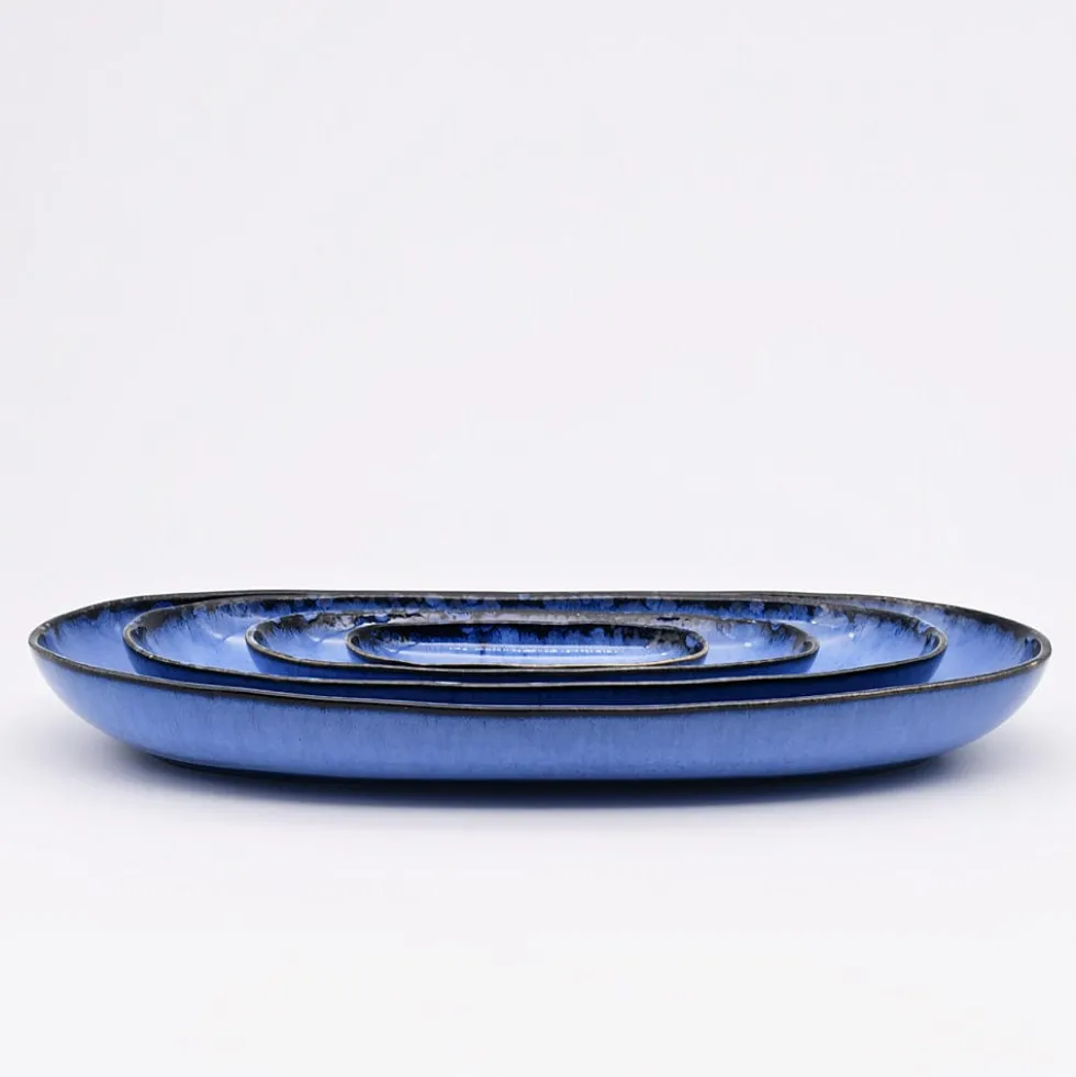 Plat de service en grès "Amazonia" Bleu - 34cm