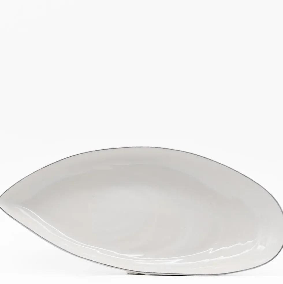 Plat de service en grès blanc