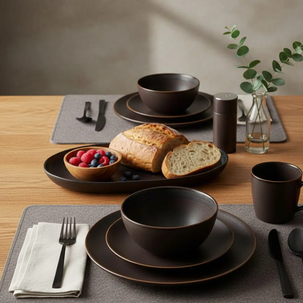 Plat de service en grès "Café" - 34cm