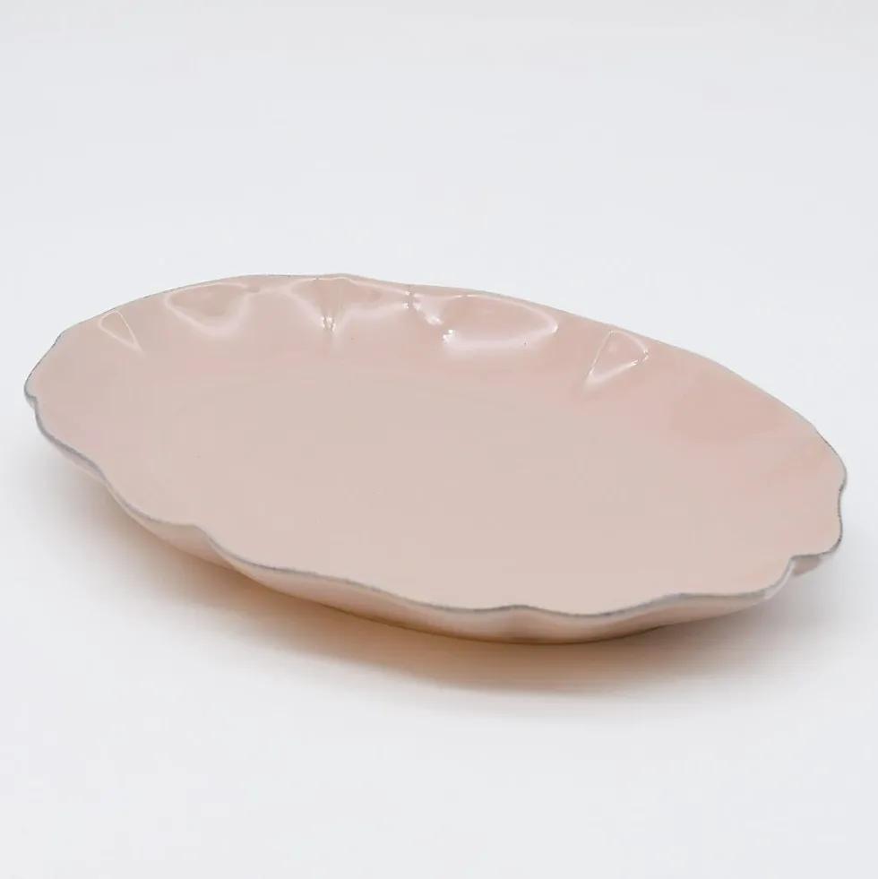 Plat de service en grès fin "Rosa" - Rose
