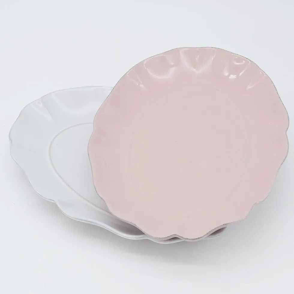 Plat de service en grès fin "Rosa" - Blanc