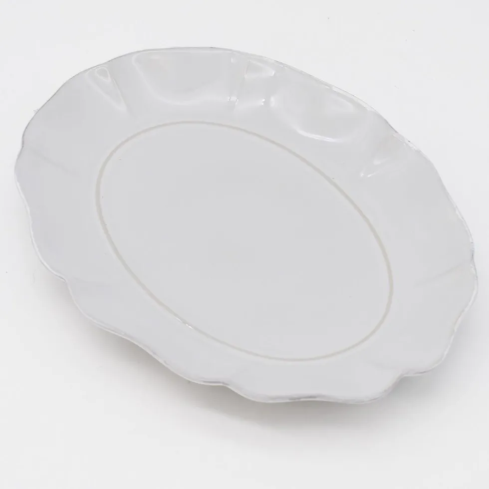 Plat de service en grès fin "Rosa" - Blanc