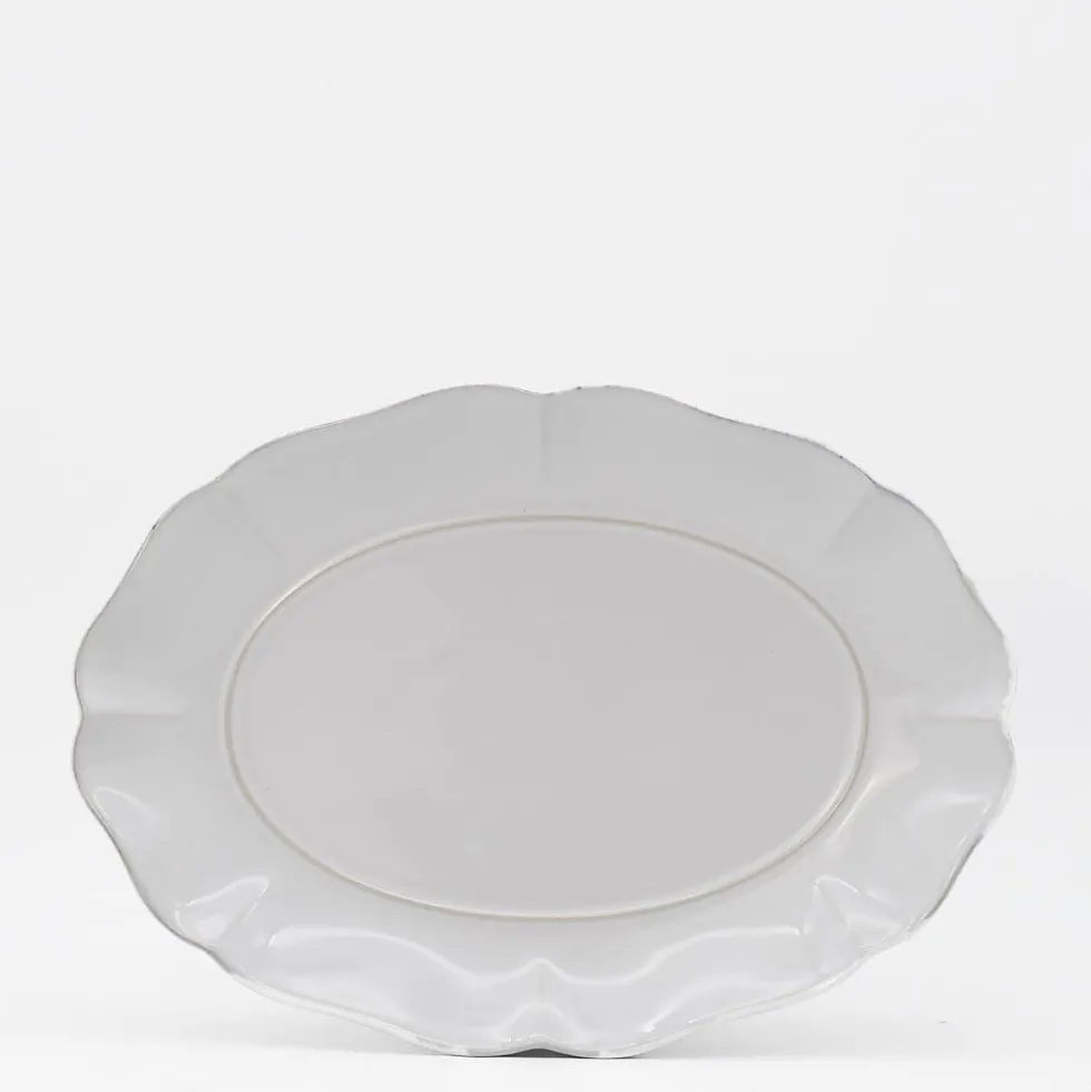 Plat de service en grès fin "Rosa" - Blanc
