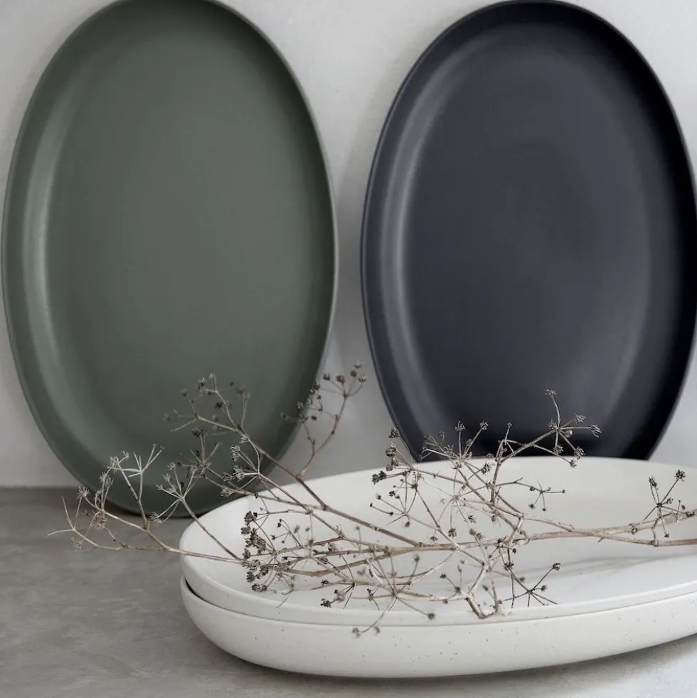 Plat de service en grès “Pacifica" - Anthracite