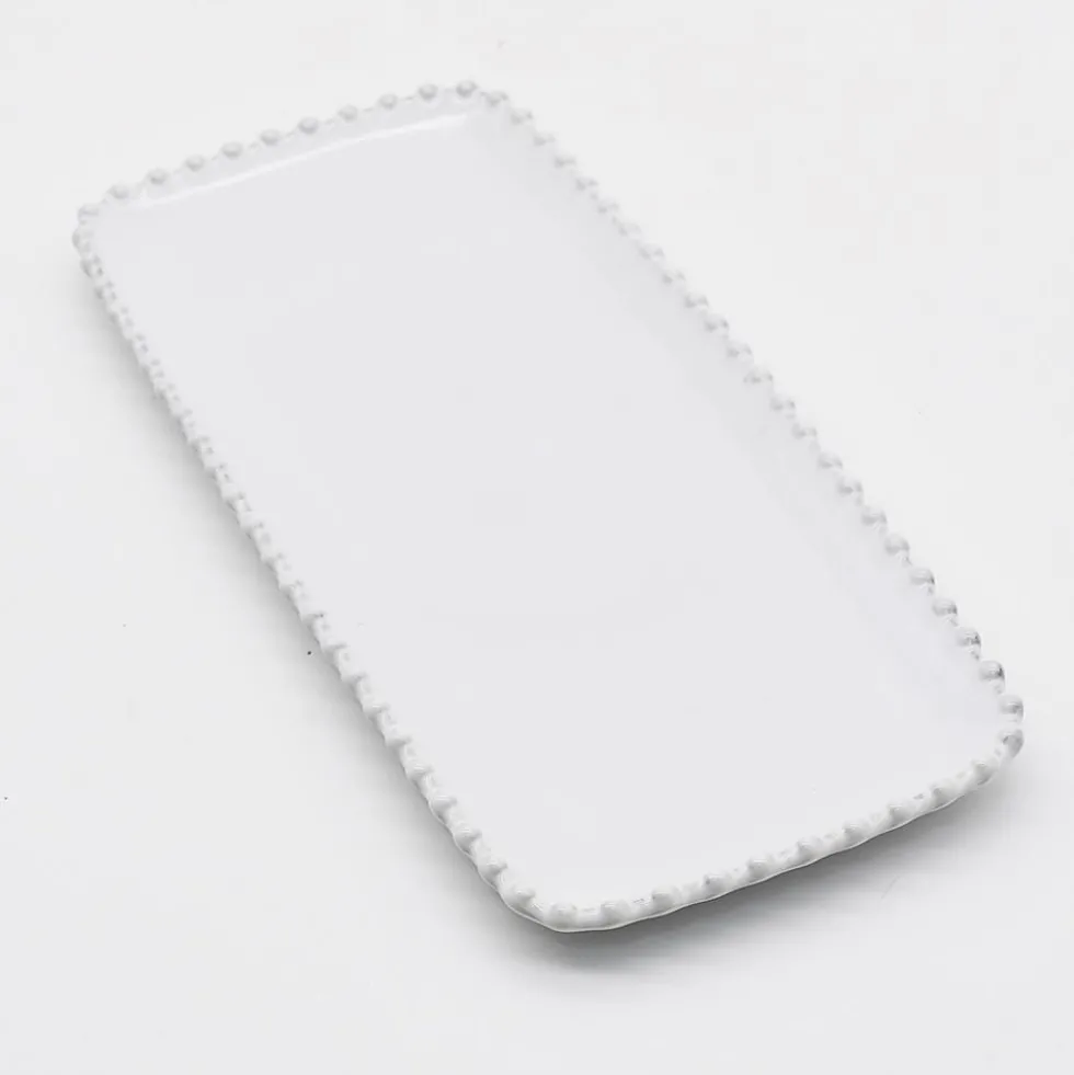 Plat de service rectangulaire en grès "Pearl" - 30cm
