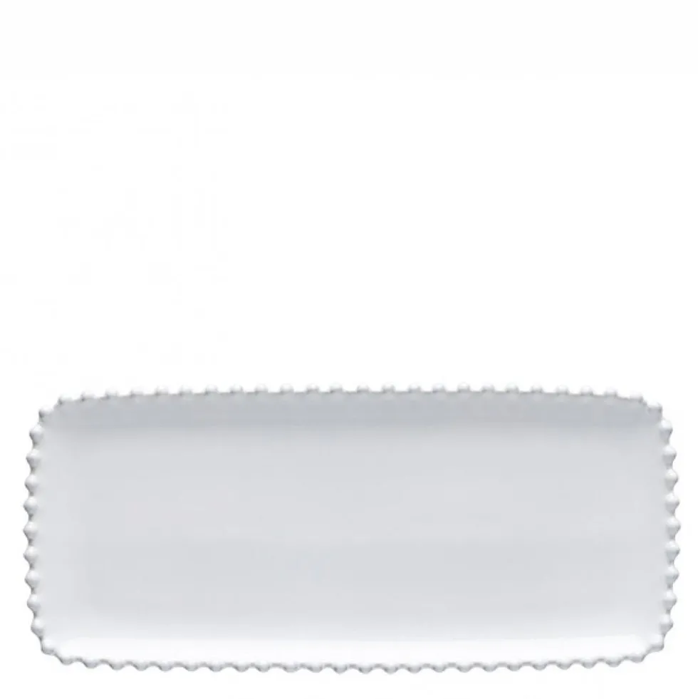 Plat de service rectangulaire en grès "Pearl" - 30cm