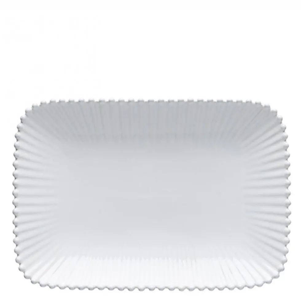 Plat de service rectangulaire en grès "Pearl" - 30cm