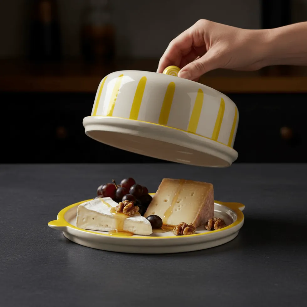 Plateau à fromage ou gateau "Costa Nova Mar" - Jaune