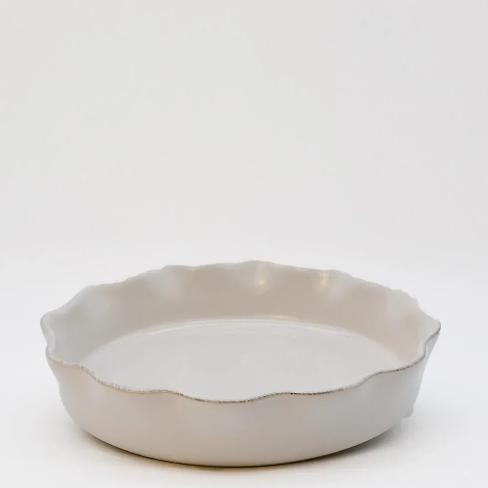 Plat à four rond en grès 27cm - Blanc