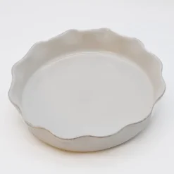 Plat à four rond en grès 27cm - Blanc