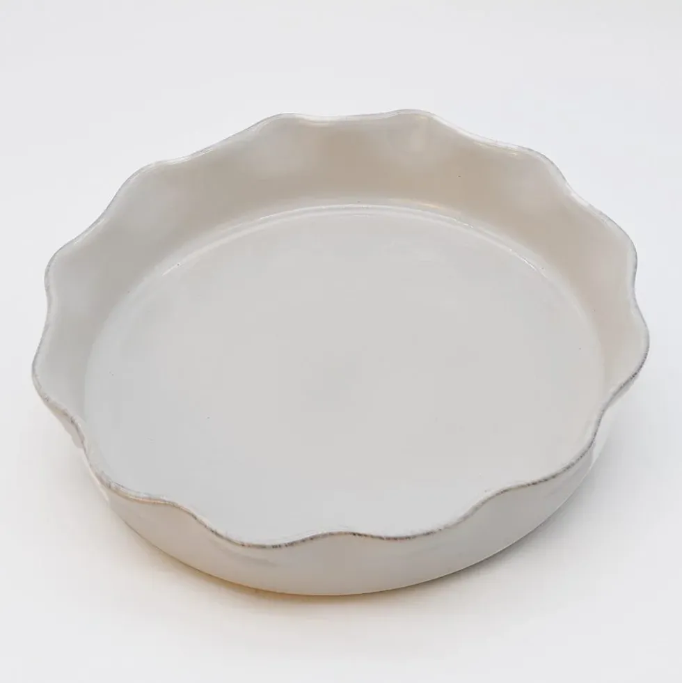 Plat à four rond en grès 27cm - Blanc