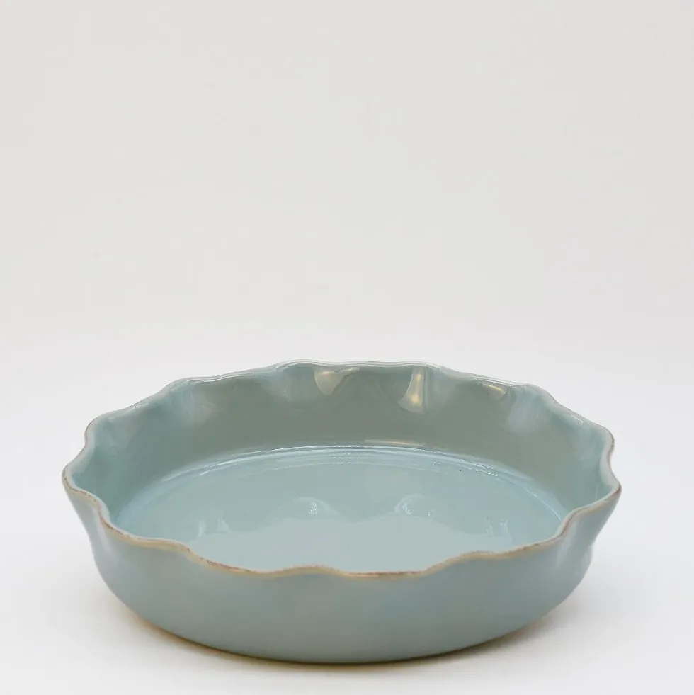 Plat à four rond en grès 27cm - Vert