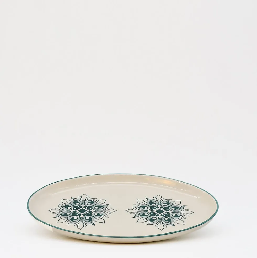 Plat ovale en céramique "Brasão" 26cm - Vert