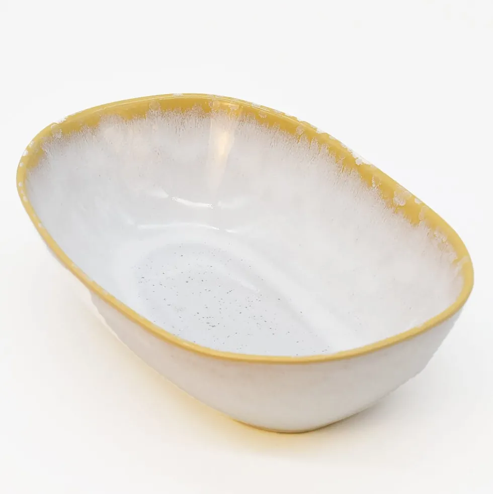 Plat ovale en grès "Amazonia" Blanc - 25cm