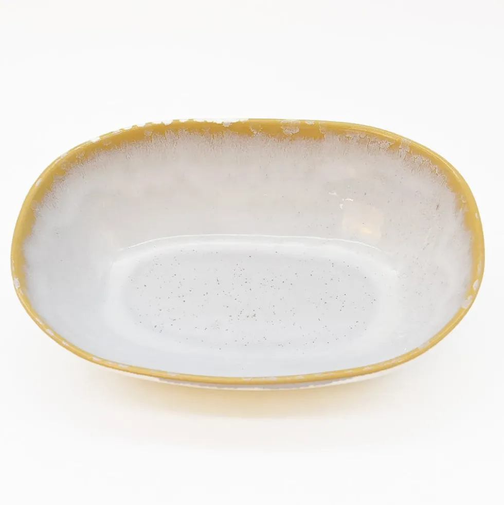 Plat ovale en grès "Amazonia" Blanc - 25cm