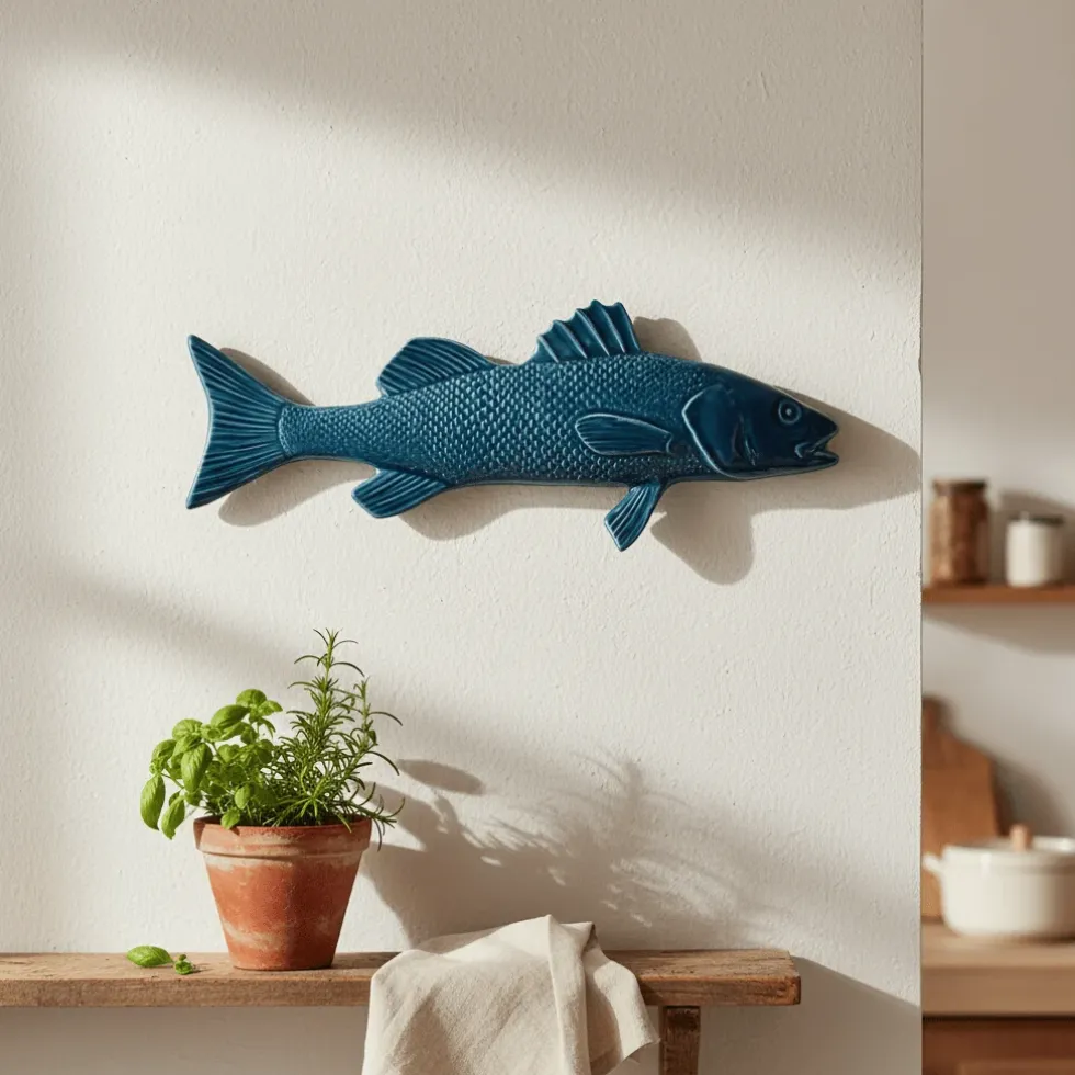 Poisson en céramique "Robalo" Bleu